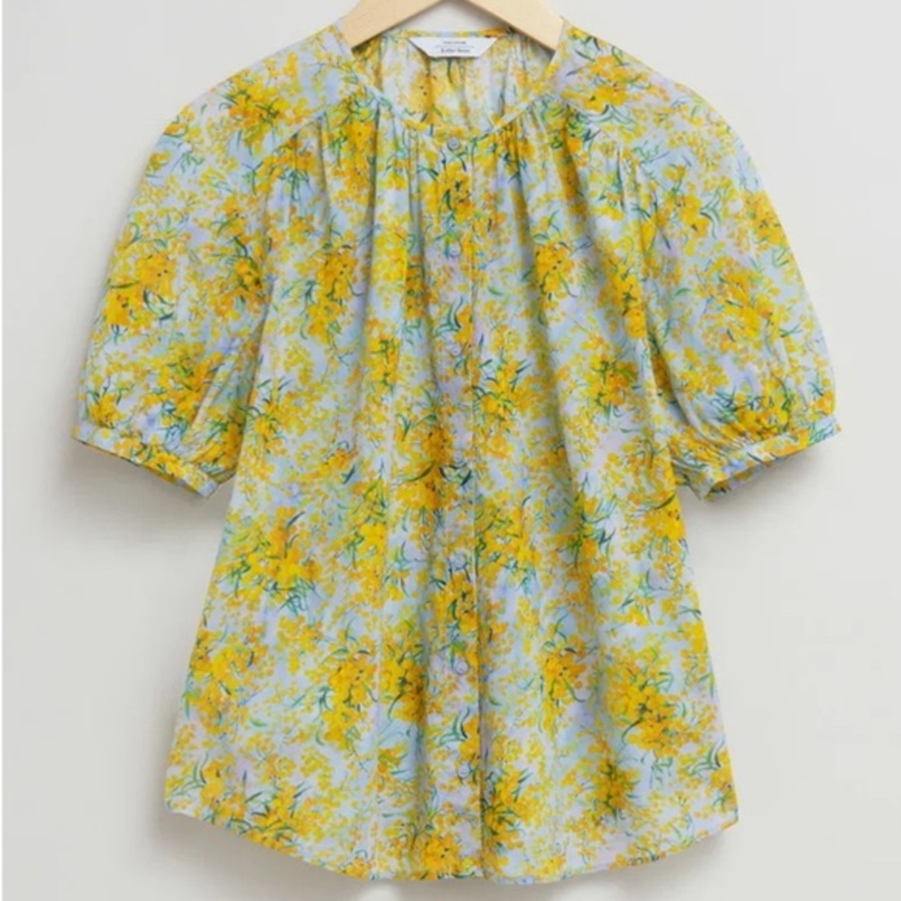 & Other Stories Floral Blouse in Yellow and Blue